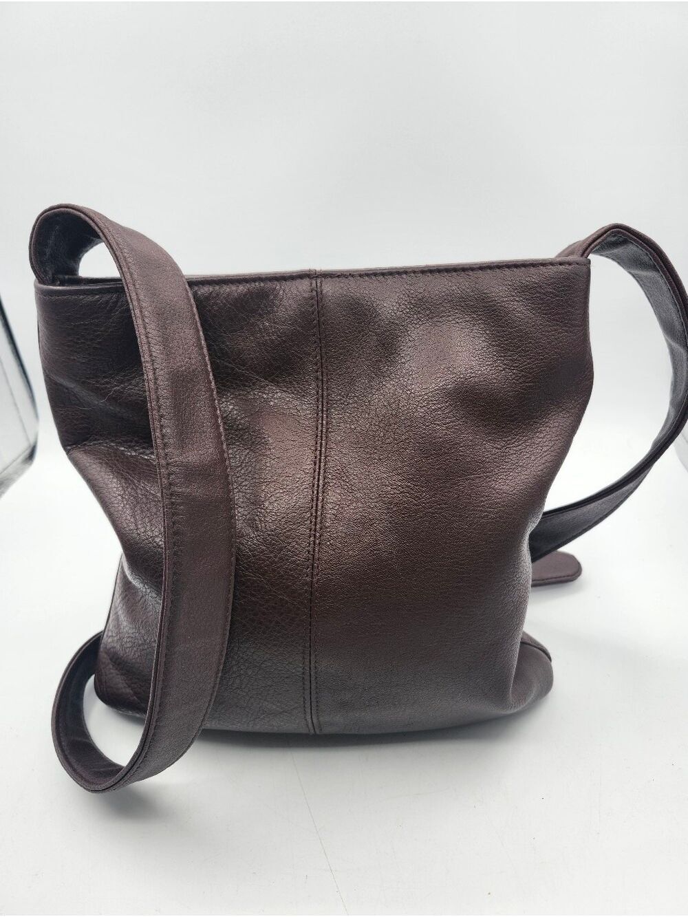 Slouchy Leather Crossbody Bag in Dark Brown - Picture 5 of 10